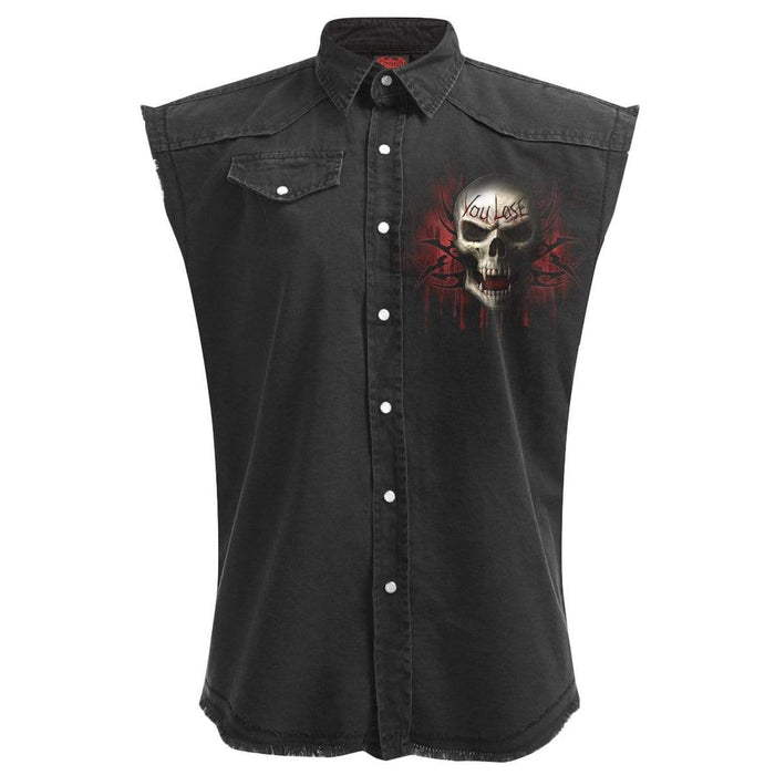 GAME OVER - Sleeveless Stone Washed Worker Black Spiral USA