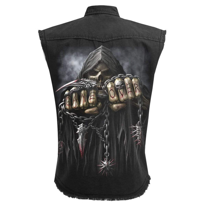 GAME OVER - Sleeveless Stone Washed Worker Black Spiral USA