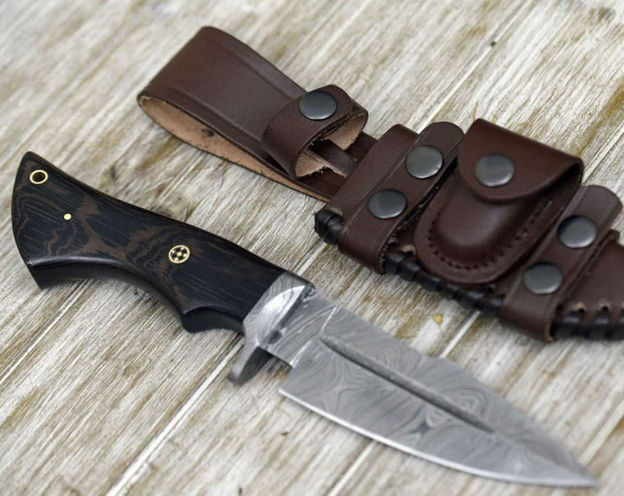 GAROTTE DAMASCUS HUNTING KNIFE WITH EXOTIC WENGE WOOD HANDLE cskforged