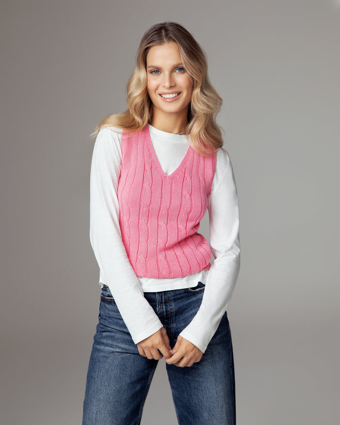 Gilet in cotone organico rosa vegano sostenibile