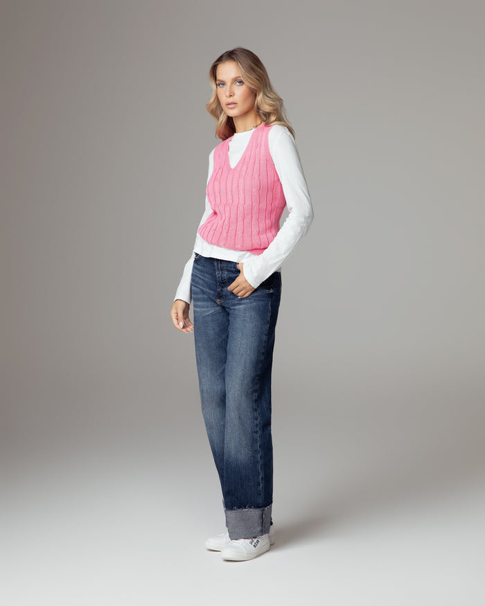 Gilet in cotone organico rosa vegano sostenibile