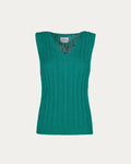 Gilet in cotone organico verde petrolio vegano sostenibile
