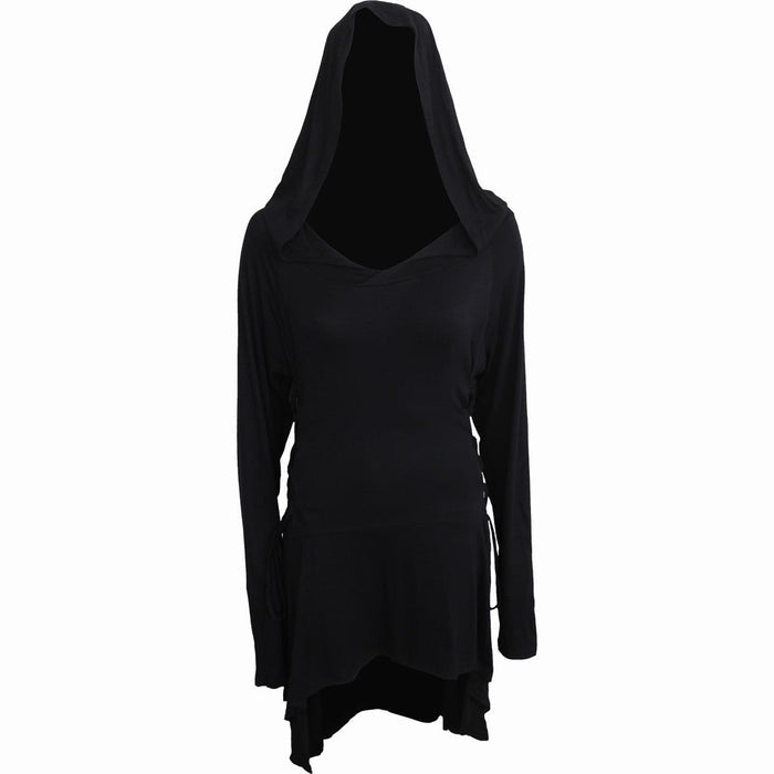 GOTHIC ELEGANCE - Black Widow Gothic Hooded Dress Spiral USA