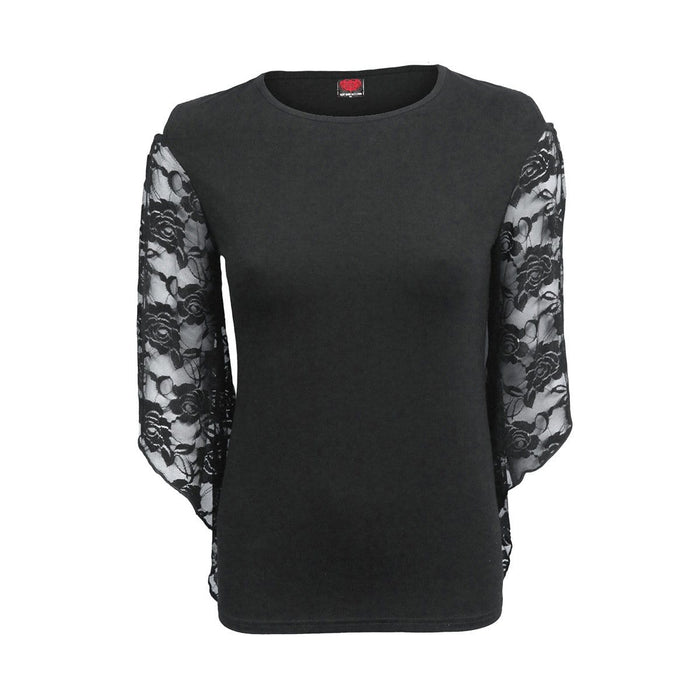 GOTHIC ELEGANCE - Rose Lace Sleeve Top Spiral USA