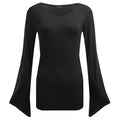 GOTHIC ELEGANCE - V Neck Goth Sleeve Top Black Spiral USA