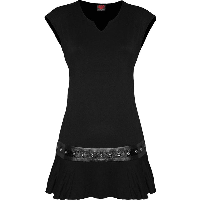 GOTHIC ROCK - Stud Waist Mini Dress Black Spiral USA