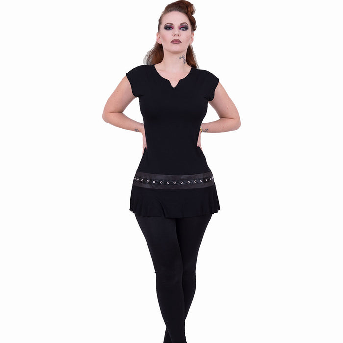 GOTHIC ROCK - Stud Waist Mini Dress Black Spiral USA