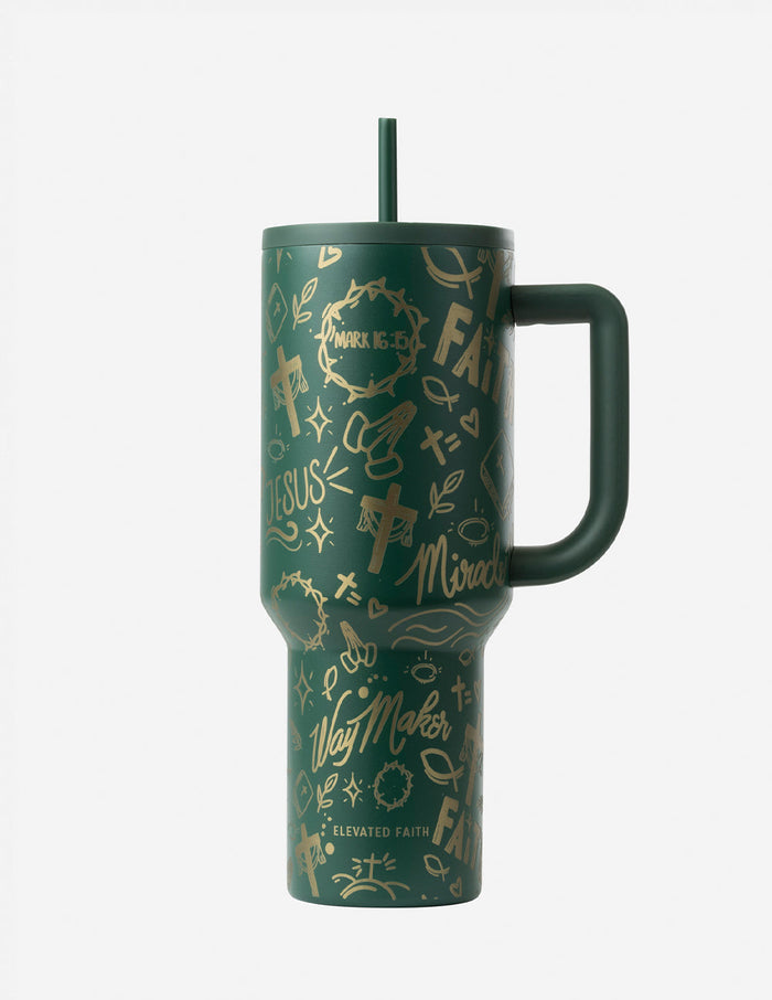 Green Allover Print 40 oz Ascend Tumbler Elevated Faith