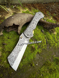 Hand-Engraved Scrollwork Pocket Knife cskforged