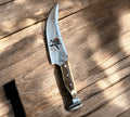 Hand-Forged Damascus Railroad Spike Knife – Antler Handle cskforged