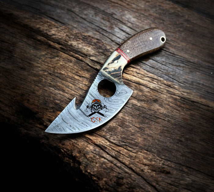 Hand-Forged Damascus Steel Cleaver Knife with Finger HoleHunting,Camping,and Bushcraft Tool cskforged