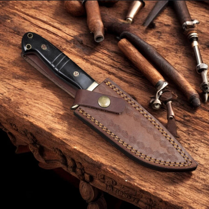 Hand Forged Damascus Steel Drop Point Hunter Knife cskforged