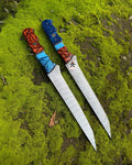 Hand-Forged Damascus Steel Fillet Knife Set – Custom Resin Handles, Ultra-Sharp Blades cskforged