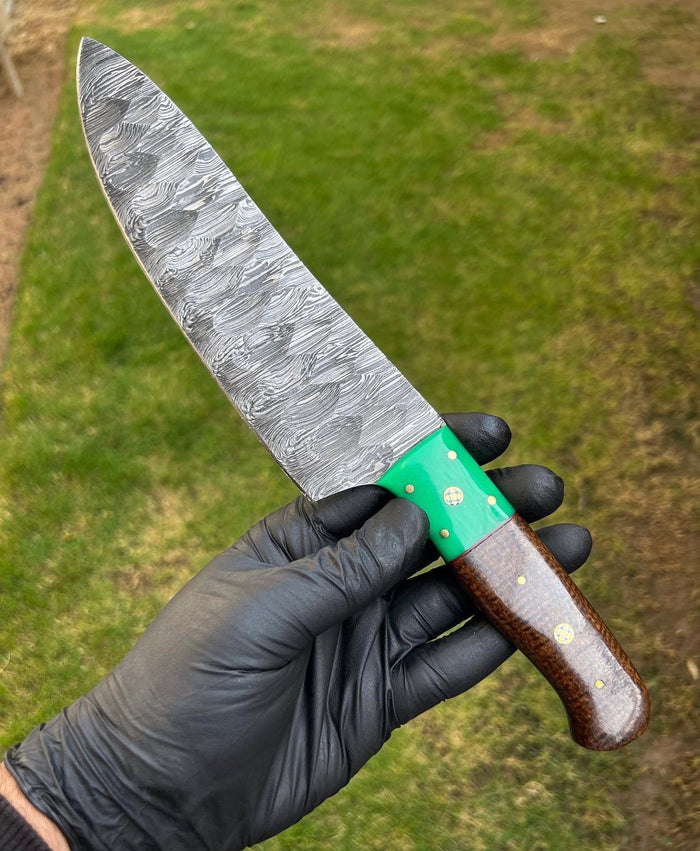 Hand Forged Damascus Steel Fixed Bladed chef knife cskforged