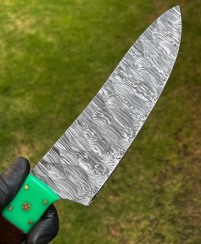 Hand Forged Damascus Steel Fixed Bladed chef knife cskforged