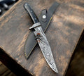 Hand-Forged Damascus Steel Hunting Knife – Full Tang Fixed Blade with Premium Sheath cskforged