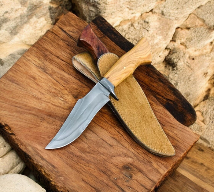 HAND FORGED Full Tang 1095 High Carbon Steel Hunting Knife With Leather sheath cskforged