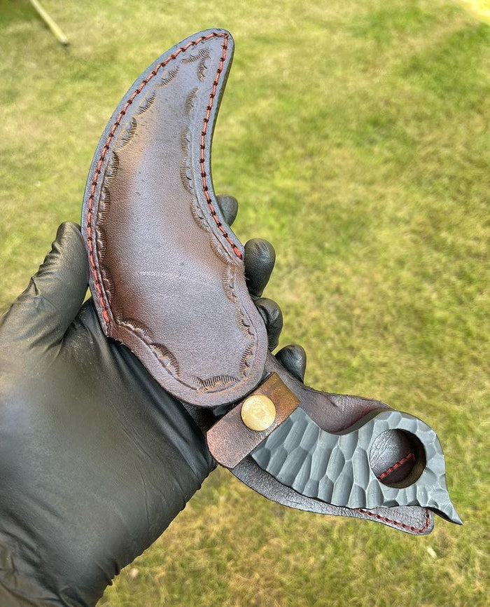 Hand Forged Integral Black Coated karambit knife cskforged
