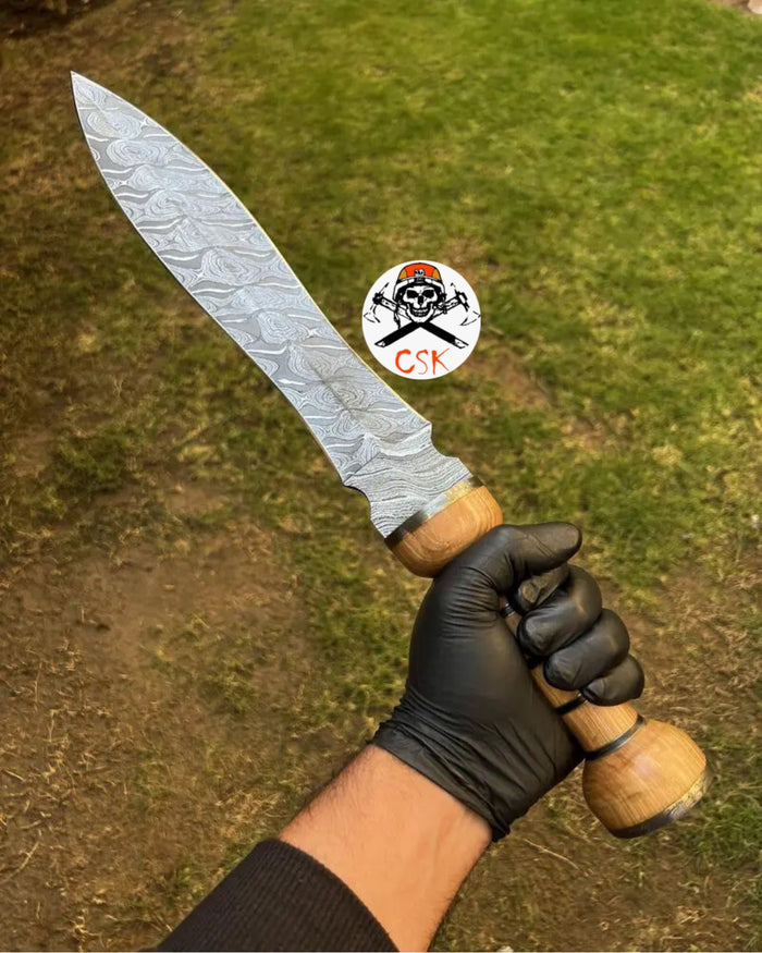Handcrafted Damascus Steel Gladius Sword with Custom Wooden Handle and Leather Sheath cskforged
