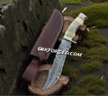 Handcrafted Modern Bowie Knife - Damascus Steel Blade with Handmade Bone Handle and Brass Guard cskforged