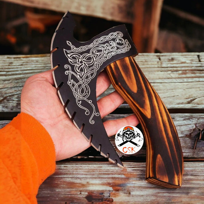 Handforged Viking Pizza Cutter  with Leather Sheath cskforged