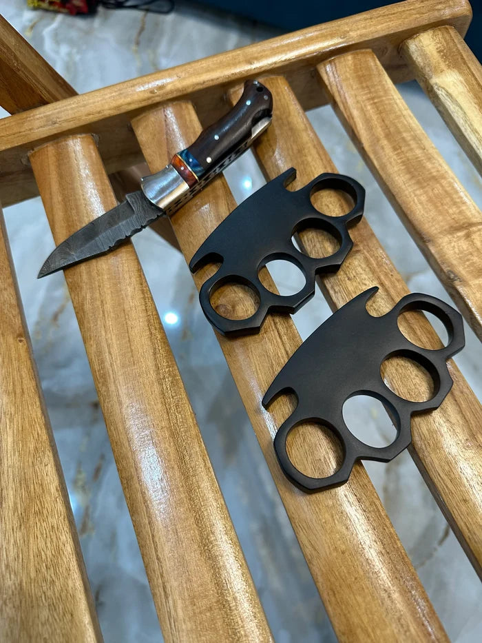 Handmade (2pcs) knuckles with Pocket folding knife Deal cskforged