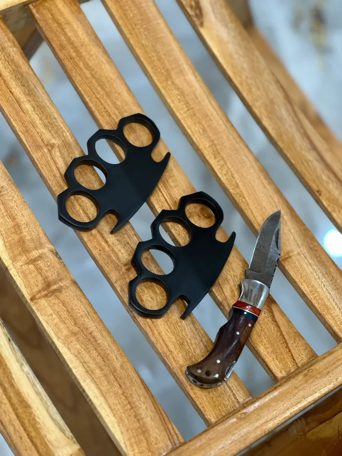 Handmade (2pcs) knuckles with Pocket folding knife Deal cskforged