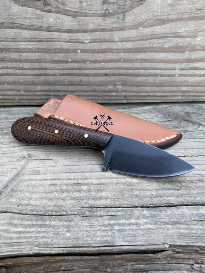 Handmade Buckaroo Knife for Wrangler | High Carbon Steel Ranch Knife, Wenge Wood Handle cskforged
