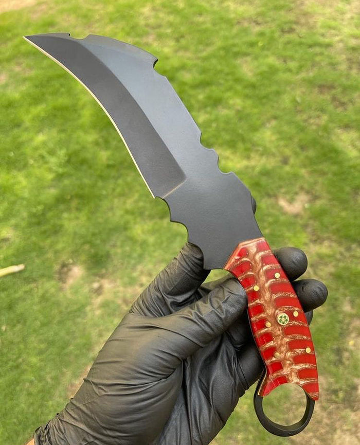 Handmade D2 steel Black Coated karambit knife cskforged