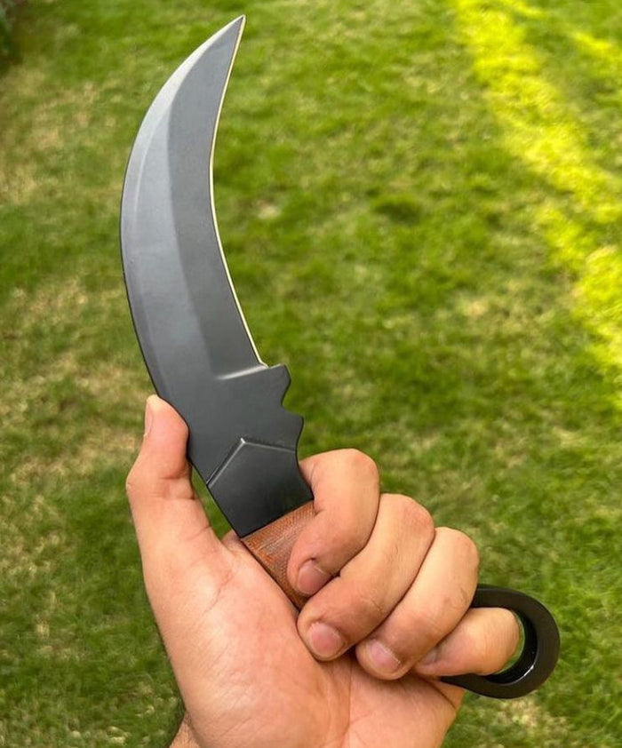 Handmade D2 steel Black Coated Ring Tail karambit knife cskforged