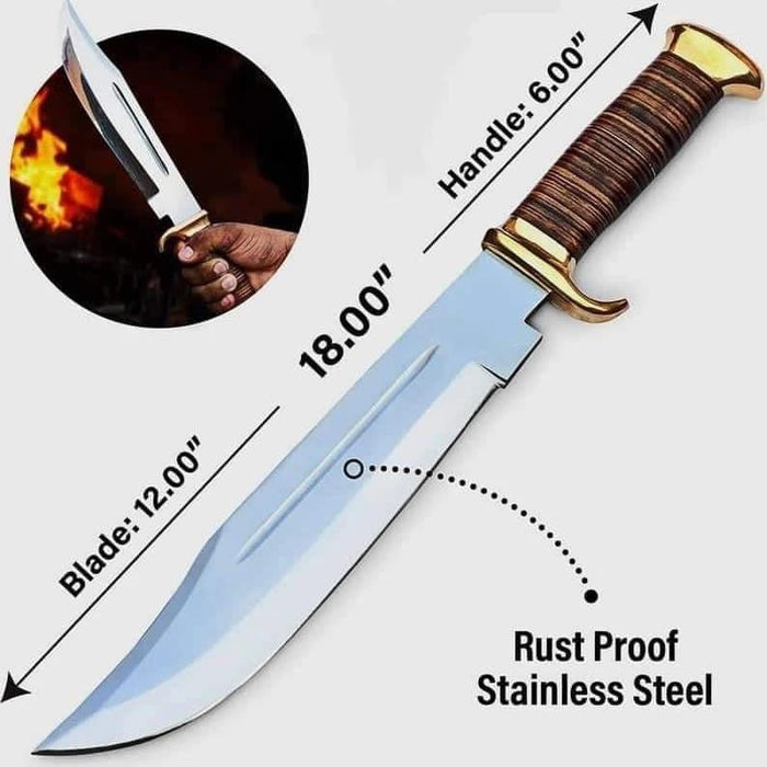Handmade D2 Steel Mirror Polish Heavy Duty Camping Knife cskforged