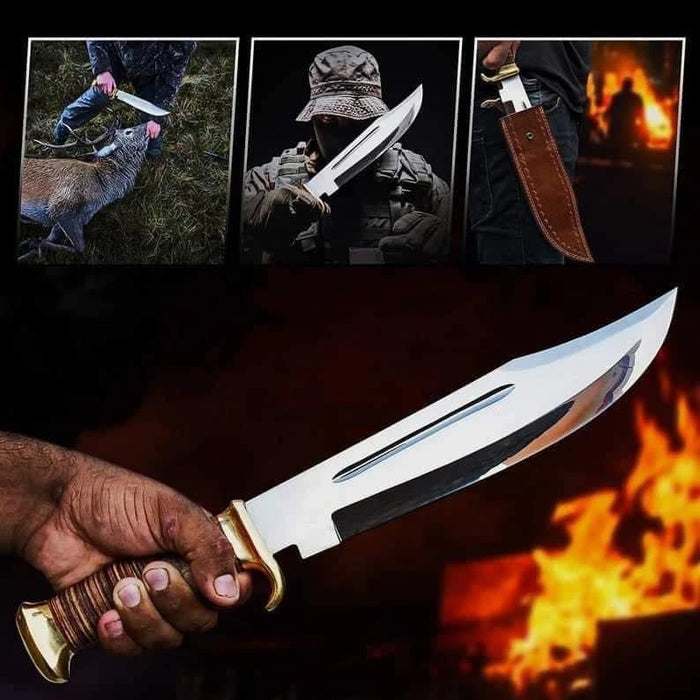 Handmade D2 Steel Mirror Polish Heavy Duty Camping Knife cskforged