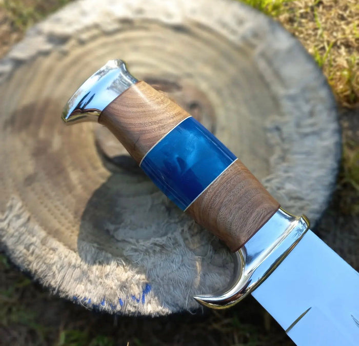 Handmade D2 Steel Mirror Polish Heavy Duty Camping Knife cskforged