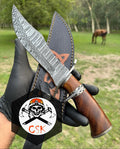 Handmade Damascus steel Camping Hunting Knife cskforged