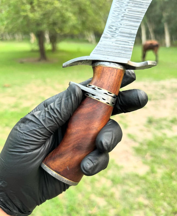 Handmade Damascus steel Camping Hunting Knife cskforged