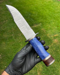 Handmade Damascus Steel Classic Outdoor Trailing Point Blade Camping knife cskforged