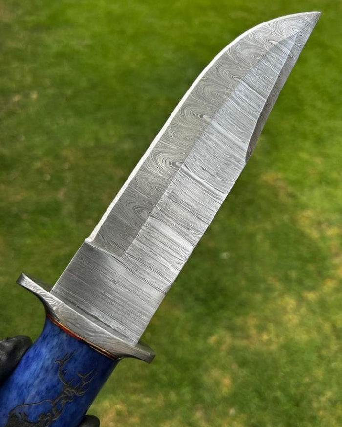 Handmade Damascus Steel Classic Outdoor Trailing Point Blade Camping knife cskforged