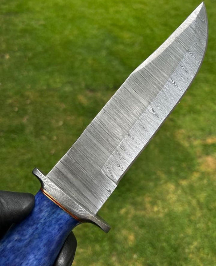Handmade Damascus Steel Classic Outdoor Trailing Point Blade Camping knife cskforged
