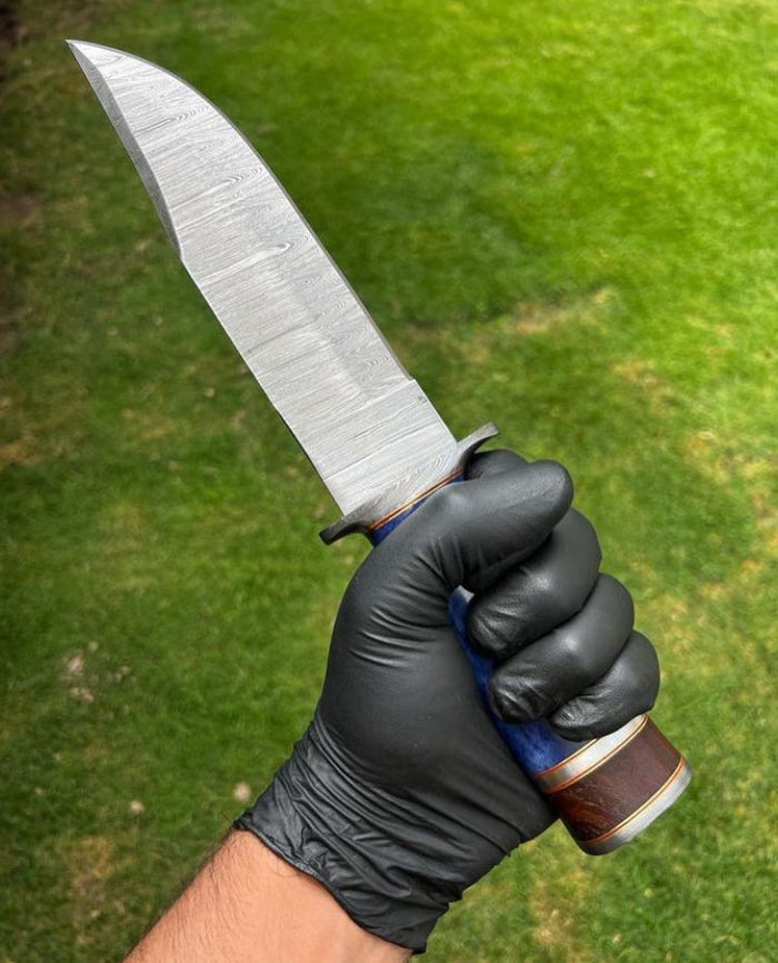 Handmade Damascus Steel Classic Outdoor Trailing Point Blade Camping knife cskforged
