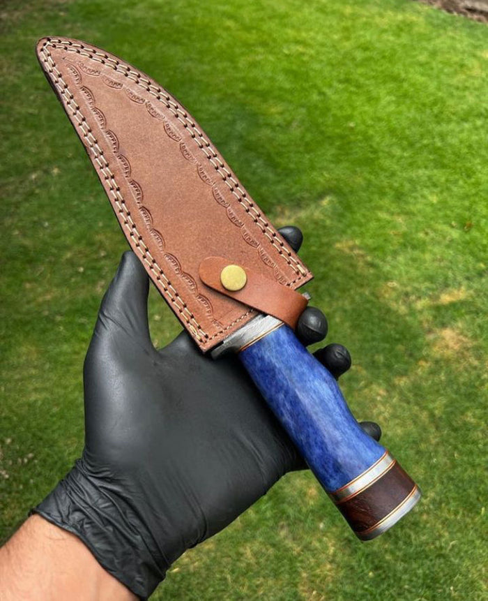 Handmade Damascus Steel Classic Outdoor Trailing Point Blade Camping knife cskforged