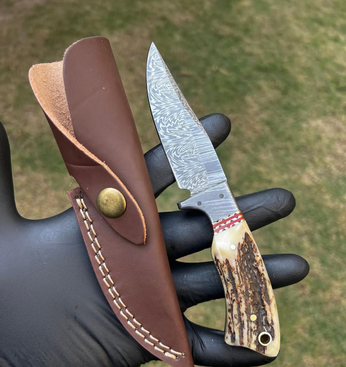 Handmade Damascus Steel Fixed Blade Hunting Knife cskforged