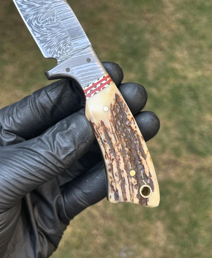 Handmade Damascus Steel Fixed Blade Hunting Knife cskforged