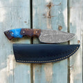 HANDMADE DAMASCUS STEEL HUNTING KNIFE FIXED BLADE FULL TANG WITH EPOXY ROSEWOOD HANDLE cskforged