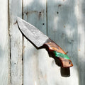 HANDMADE DAMASCUS STEEL HUNTING KNIFE FIXED BLADE FULL TANG WITH EPOXY ROSEWOOD HANDLE cskforged