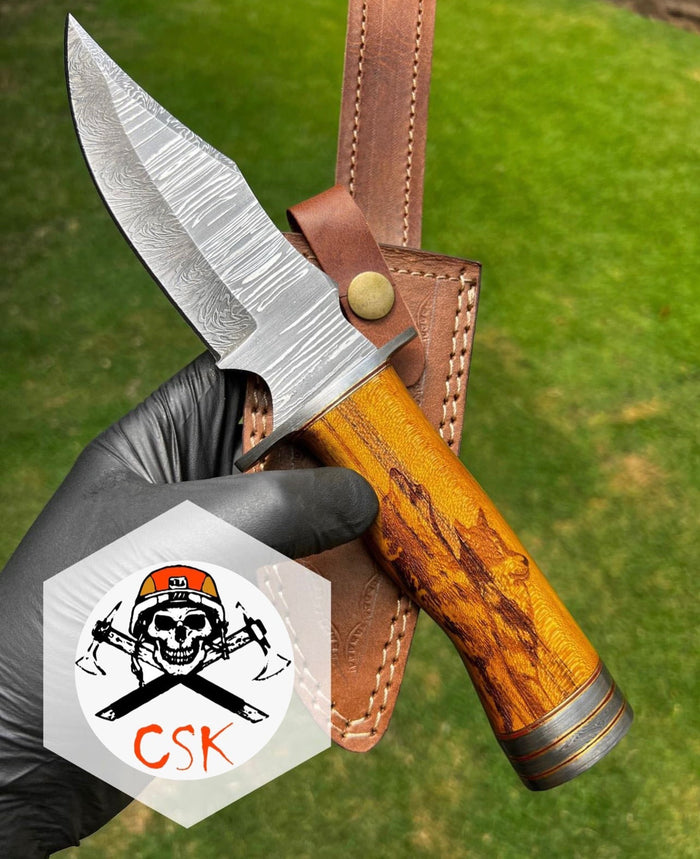 Handmade Damascus Steel Hunting Knife cskforged