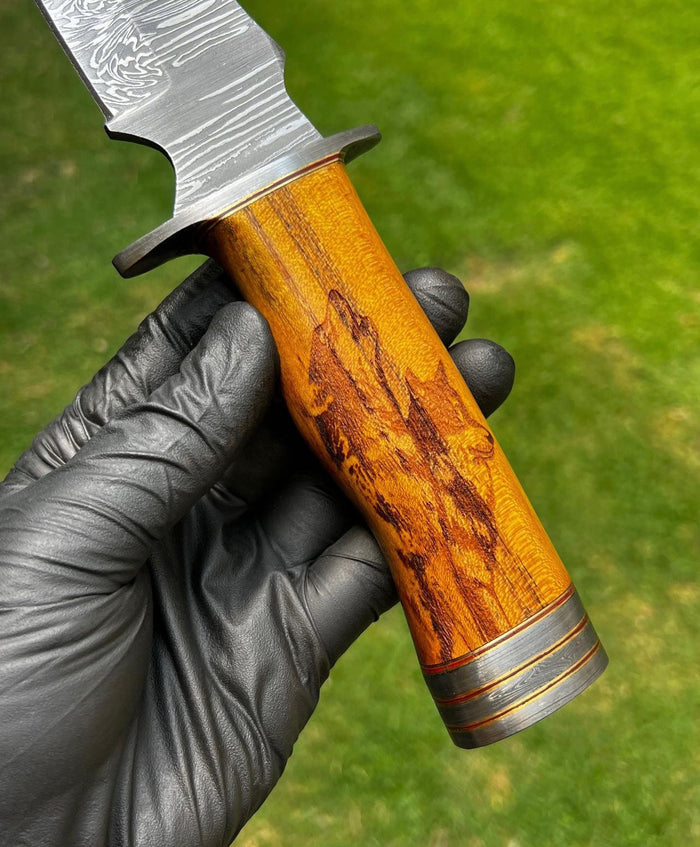 Handmade Damascus Steel Hunting Knife cskforged