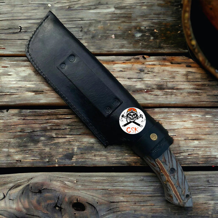 Handmade Damascus Steel Hunting & Survival Bushcraft Knife with Pine-Cone cskforged