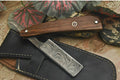 Handmade Damascus Steel Razor With Leather Sheath cskforged