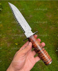Handmade Damascus Steel Survival ka-bar Hunting knife cskforged