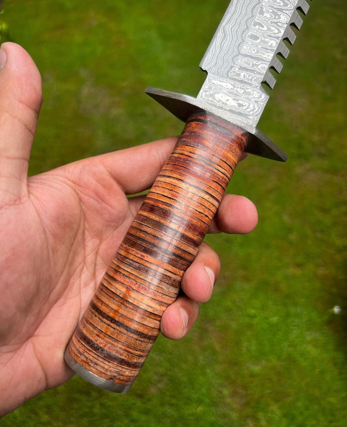 Handmade Damascus Steel Survival ka-bar Hunting knife cskforged